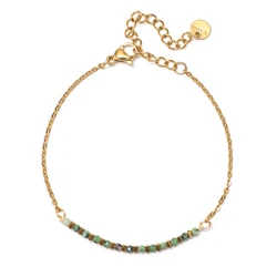 ZMZY Simple Korean Style Women Stainless Steel Jewelry Chain Small Natural Stone Tourmaline New In Cute Summer Friends Gifts
