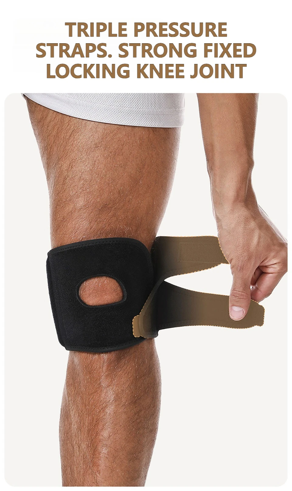 AOLIKES 1 Stück Neue Kniescheiben-Sehnenstütze für Damen & Herren, Verstellbare Kniebandage mit Gelkissen & Seitenstabilisatoren – Detail 10