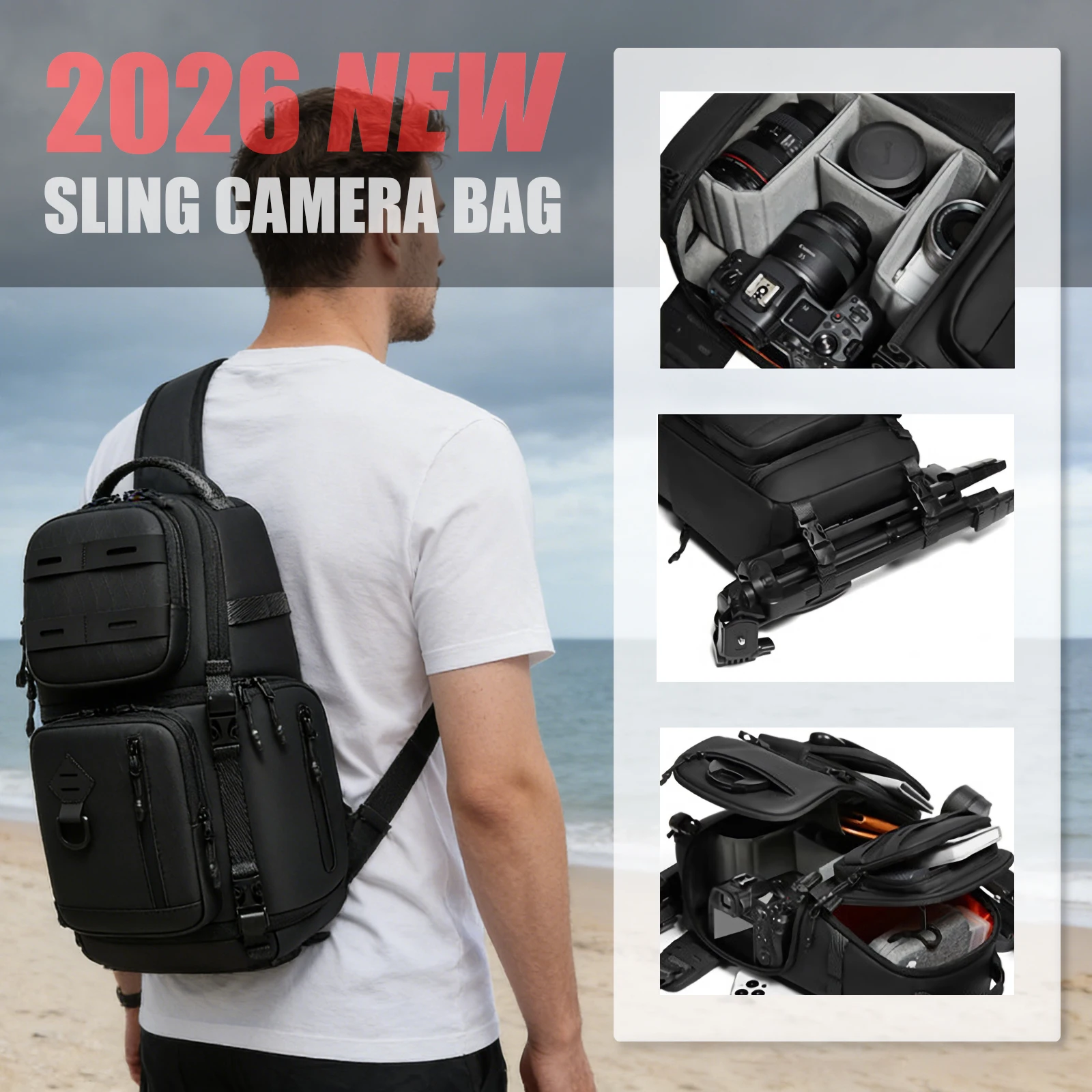 

Сумка-слинг для фотоаппарата Slim Camera Sling Bag - противоугонный наплечный рюкзак для фотографов, водонепроницаемая сумка с модульными разделителями.