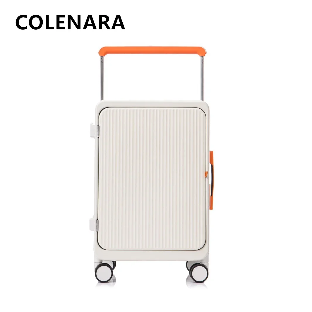 COLENARA 20"25Inch Cabin Luggage Front Opening Laptop Boarding Case PC Trolley Case USB Charging with Wheels Rolling Suitcase