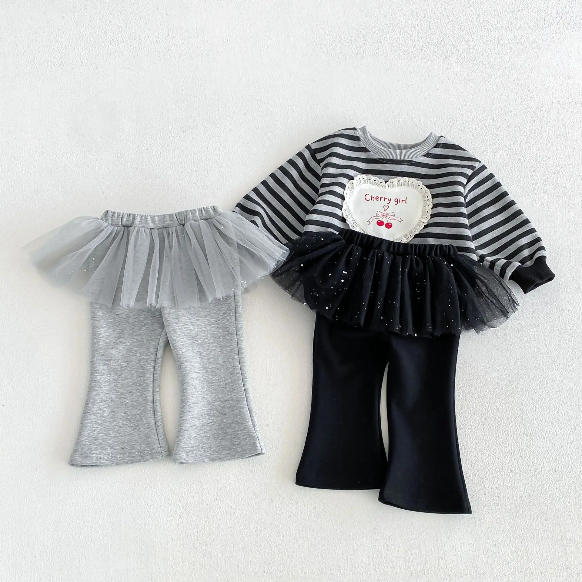 1-6Y Kids Pants Tulle Skirt Style Girls Trousers Sweet Style Kids Girls Dace Pants Flare Trousers