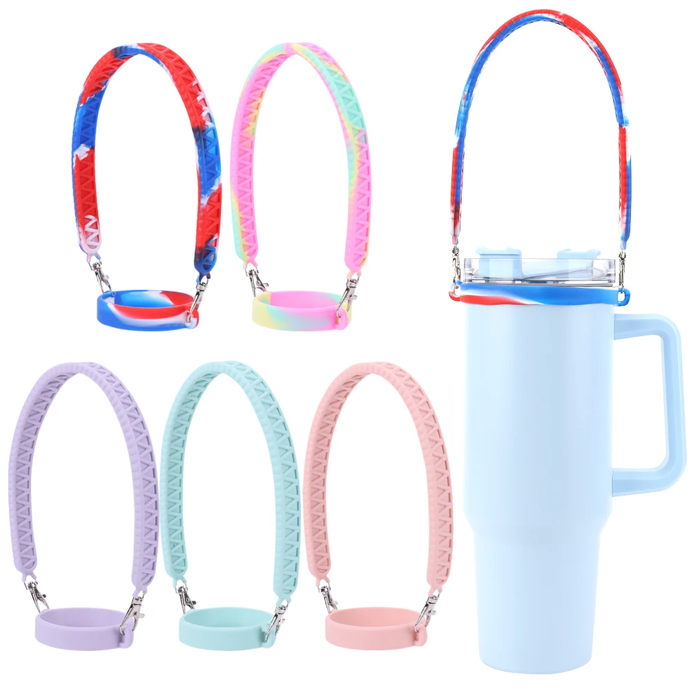 Silicone Water Bottle Sling Fit 8-40oz Bottles Water Bottle Carrier Water Bottle Holder for Stanley Cup Accessories