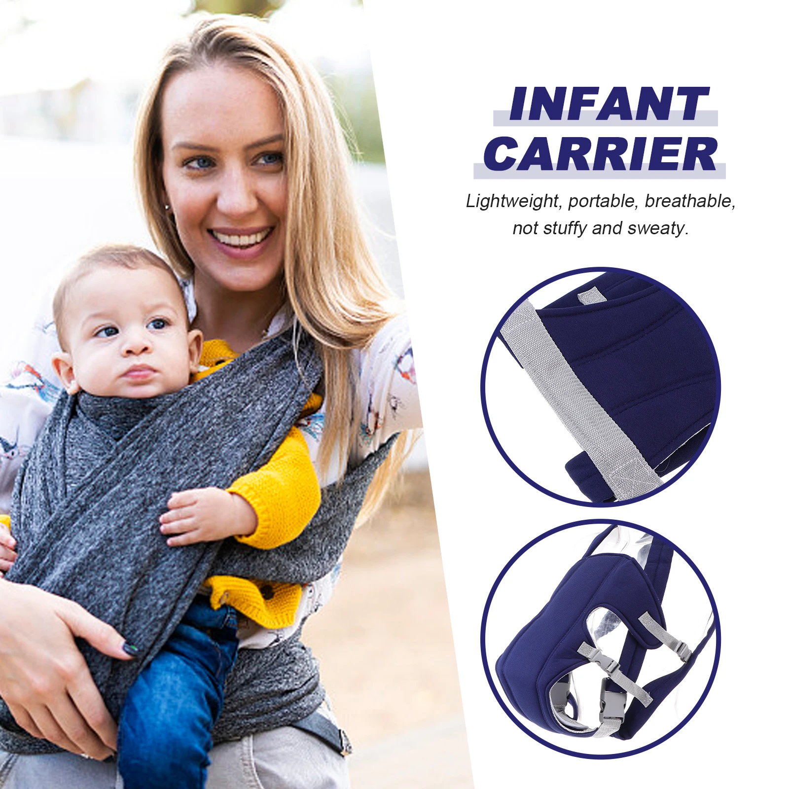 

Breathable Mesh Baby Adjustable Strap Front Back For Newborn Toddler Lightweight Portable Anti-Strangulation Pad Multiple