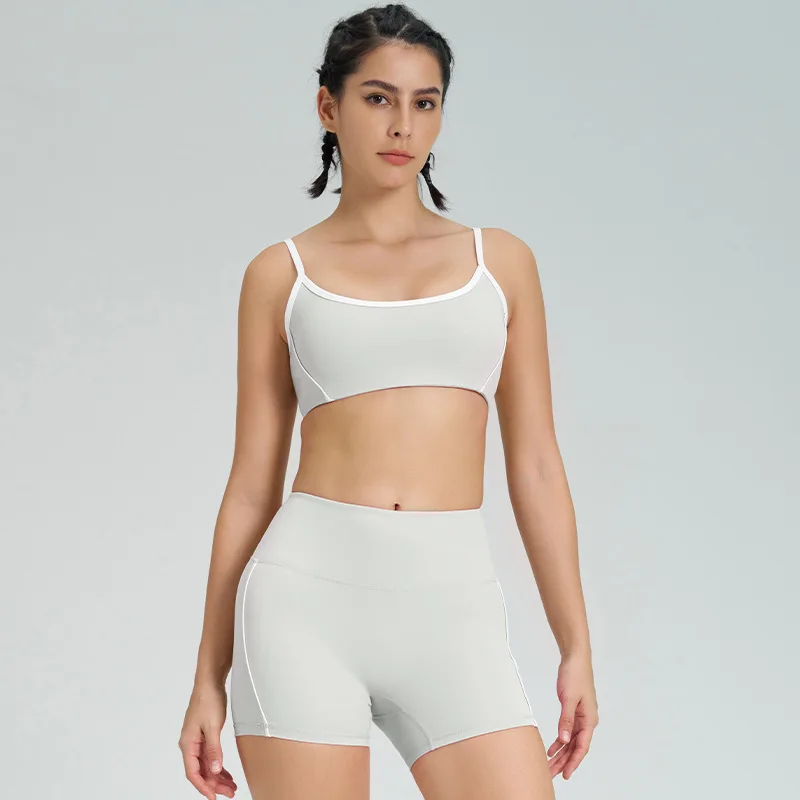 Soutien-gorge de sport avec bretelles fines initiées, bretelles de fitness ajustées, ensemble de yoga trempé, nouveau