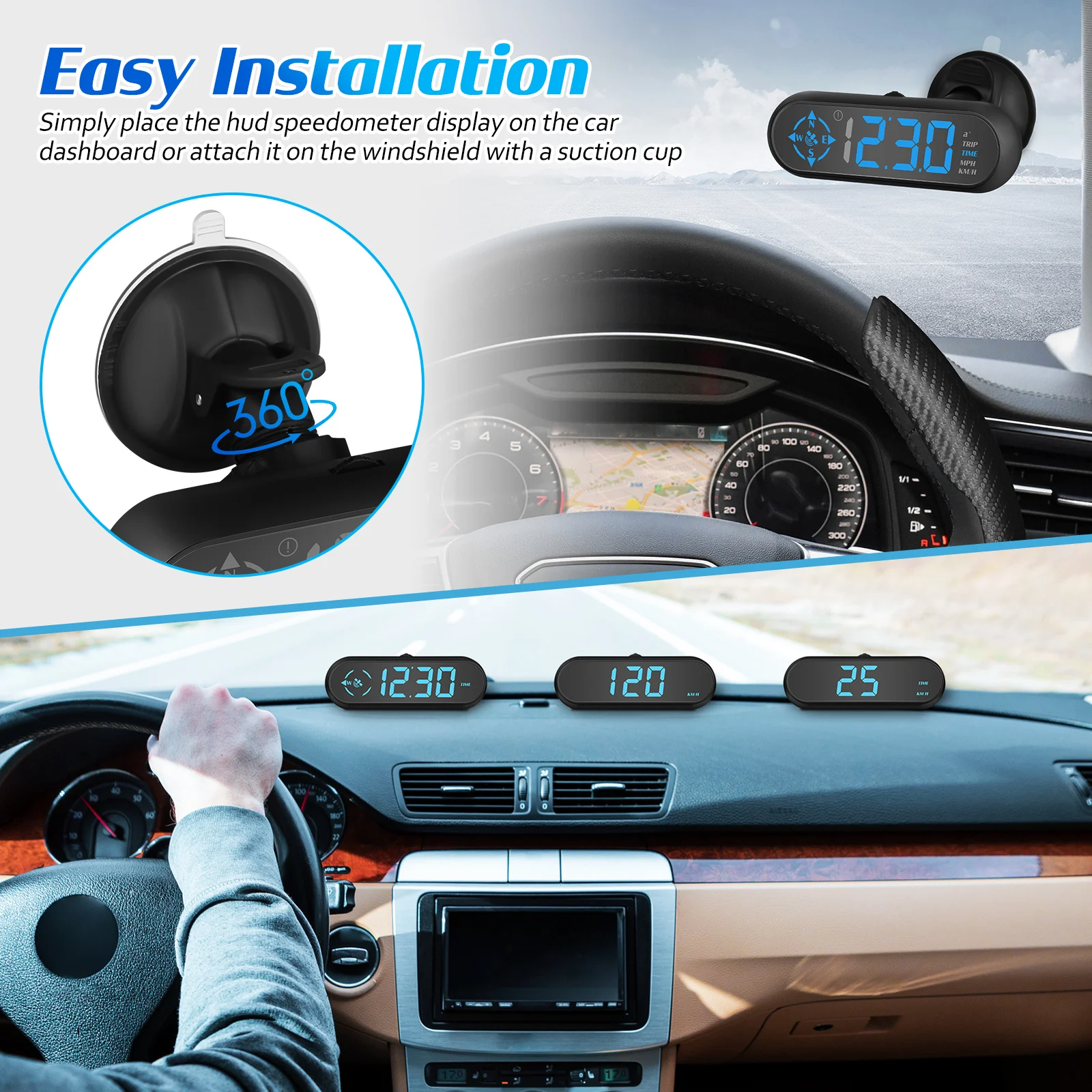 

Car Display Real Time Digital Speedometer Auto Head-Up Display Universal Car Dashboard Interior Accessory