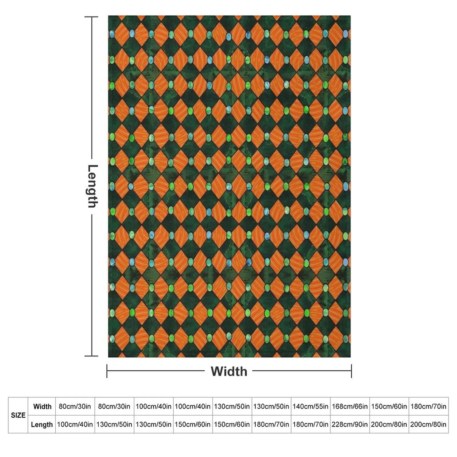 Harlequin in Orange and Green Throw Blanket couch cozy soft plush fuzzy picnic outdoor blanket