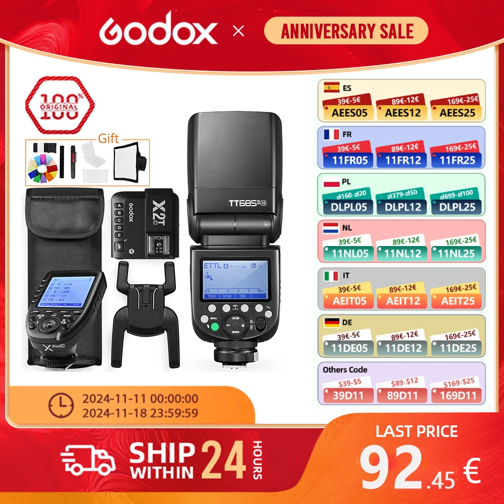 Godox TT685II TT685IIC TT685IIS TT685IIN TT685IIF TTL HSS Camera Flash Speedlite for Canon Sony Fuji Nikon Camera