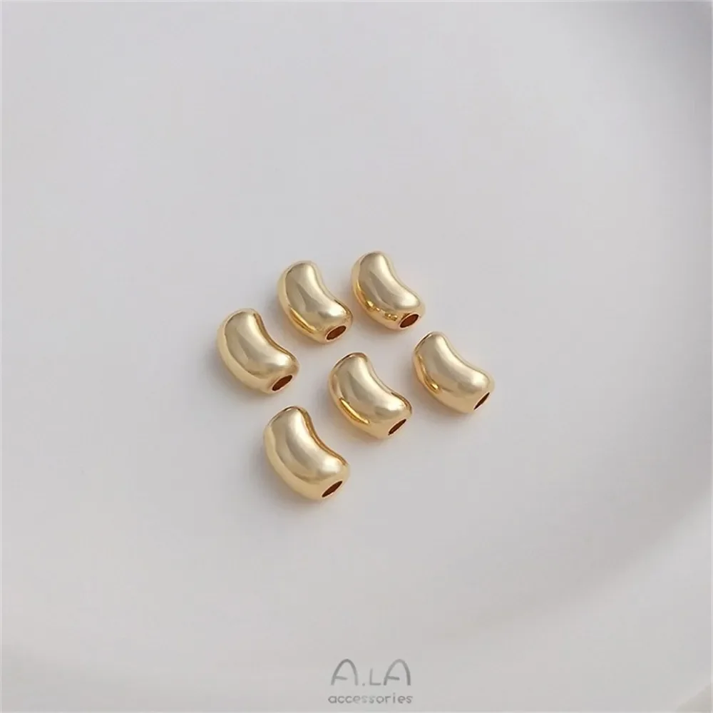 Collar de cuentas separadas con forma de guisante envuelto en oro de 14 quilates, cuentas de cubo, pulsera DIY, joyería con cuentas con cuentas K316