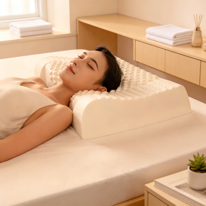 Natural Latex Contour Pillow for Adults, Thai Sourced 93% Latex Liquid Core, Honeycomb Ventilation and Soft Neck Support