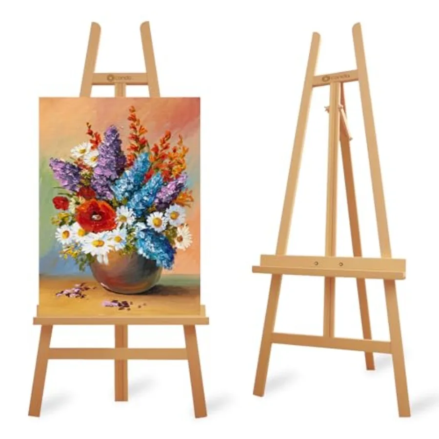 

Усиленная деревянная подставка-мольберт А-образной формы - регулируемый студийный мольберт для больших холстов, зеркал, свадебных табличек до 90 дюймов, напольный держатель