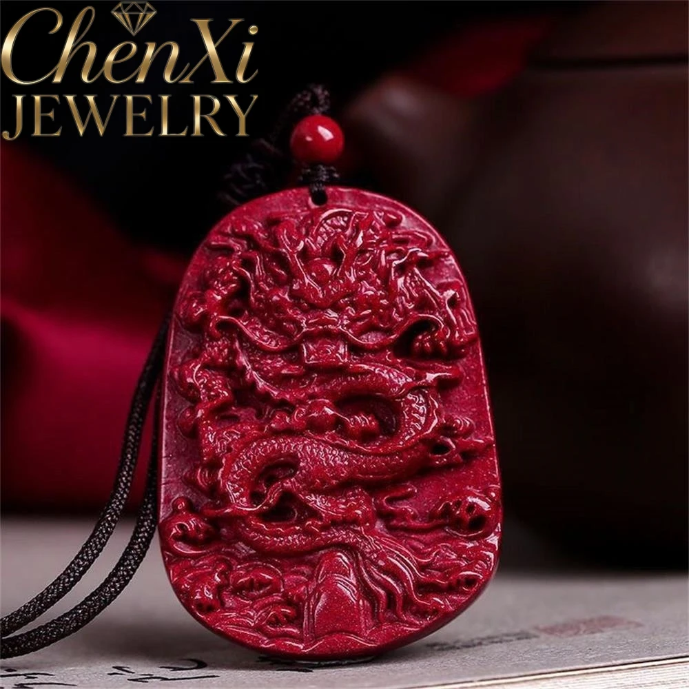 

High-end Cinnabar Embossed Dragon Pendant Luxury Quality Fashion Fine Jewelry Exquisite Elegant Popular Amulets Mascots Gift