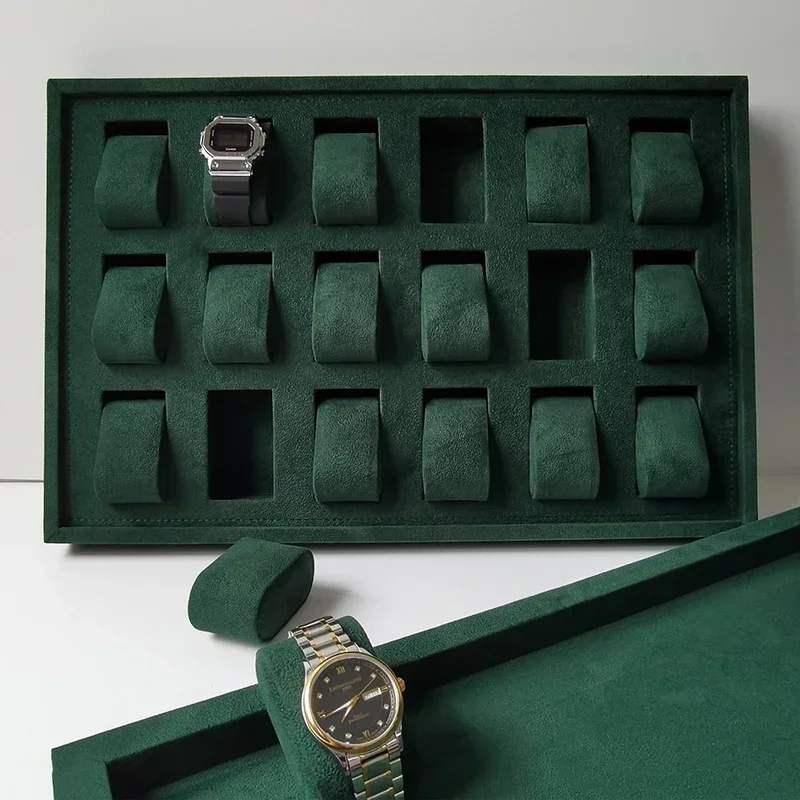 18-slot wooden flannel watch storage tray luxury storage watch box