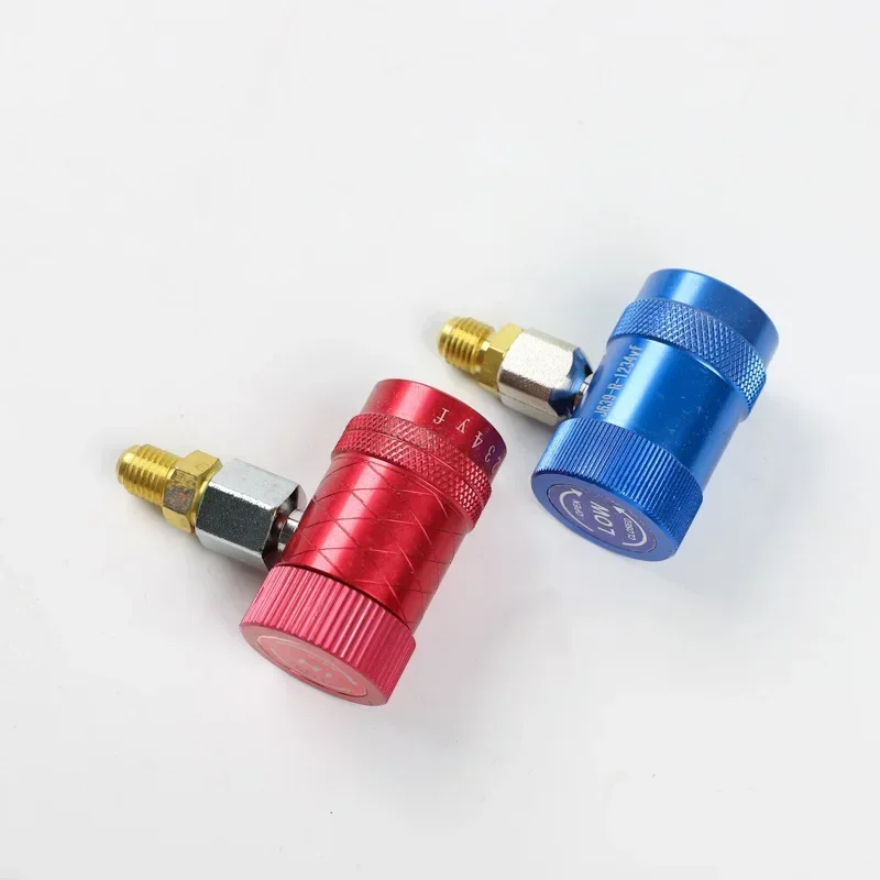 Freon R1234YF/R134A Auto Car Quick Coupler Connector Brass Adapters Air Conditioning Refrigerant Adjustable AC Manifold Gauge