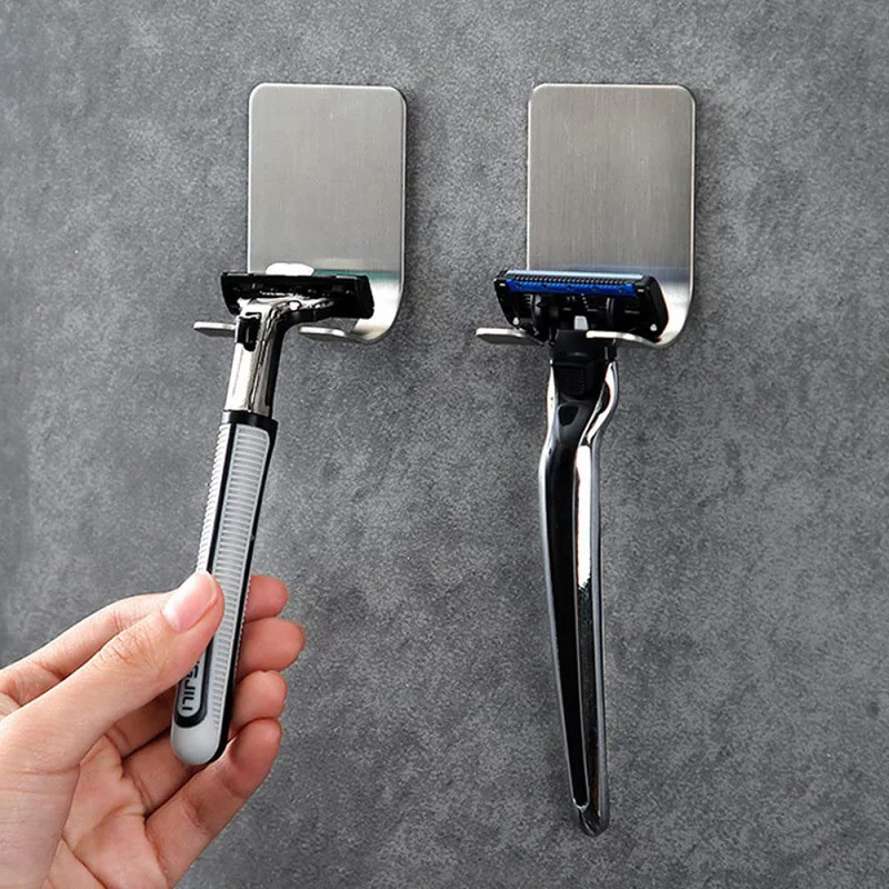 2/6pcs Razor Holder 304 Stainless Steel Men Shaving Shaver Razor Stand Shelf Shaving Razor Storage Rack Bathroom Hook Organizer
