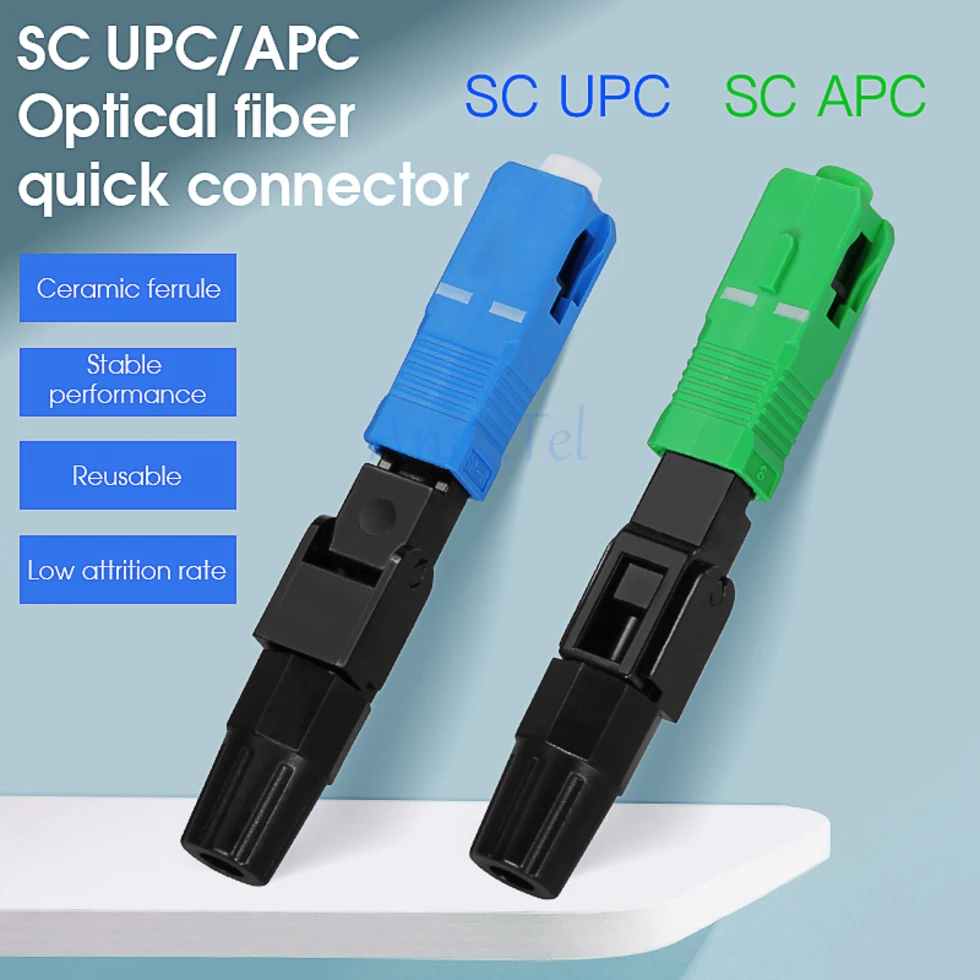 SC APC/UPC Fiber Optic Fast Connector Fiber Optic Adapter FTTH Fiber Quick Connector Field Assembly Single Mode SC Connector