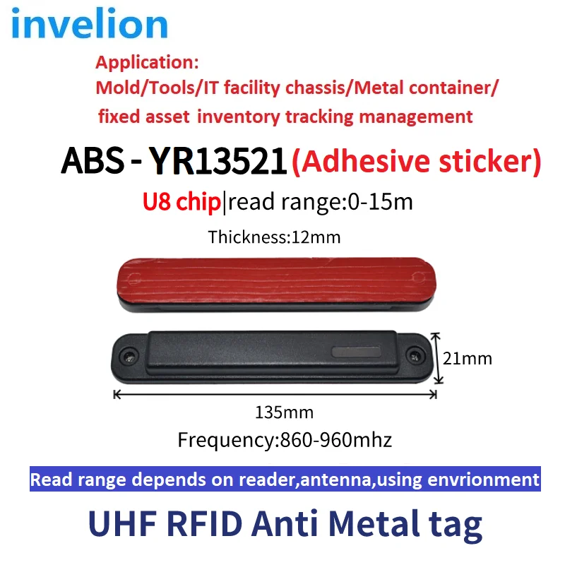 Imagem -04 - Microplaqueta da Frequência Ultraelevada 865mhz Impinj da Etiqueta do Metal do Rfid do Esparadrapo 915mhz Epc Gen2 do Rfid das Etiquetas do Metal do Vário Tamanho da Longa Distância