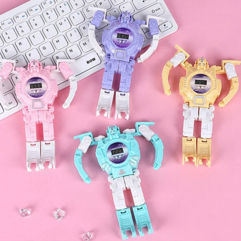 Kids Watches Handheld Games Small Toys Children Deformation The Robot Children's Watches Kids Watch for Girls Boys Clock Relojes