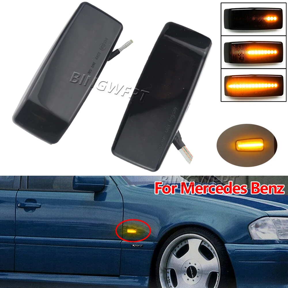 LED Dynamic Side Marker Signal Light Indicator Lamp 2Pieces For Mercedes For Benz C E S SL CLASS W201 190 W202 W124 W140 R129