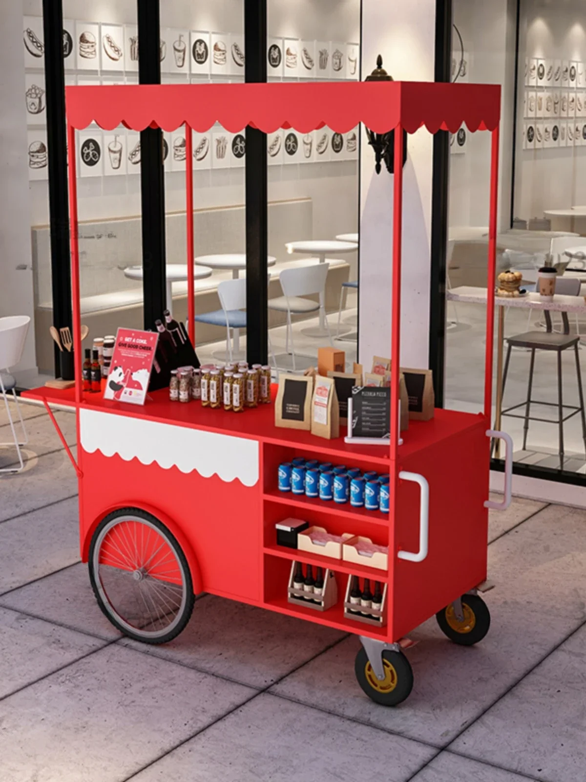 

Food truck stall trolley commercial restaurant coffee shop Internet celebrity mobile milk tea hand push stall food street snack