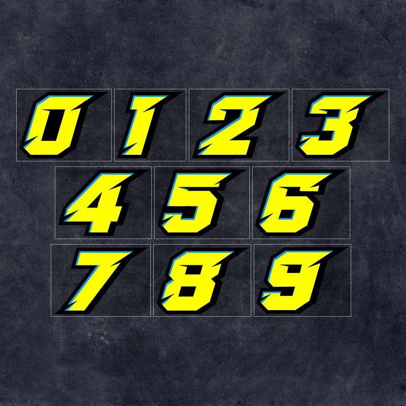

"Bold '0-9' Race Number Decal, Ideal for Water Bottles, Skateboards, Lockers & Racing Accents"