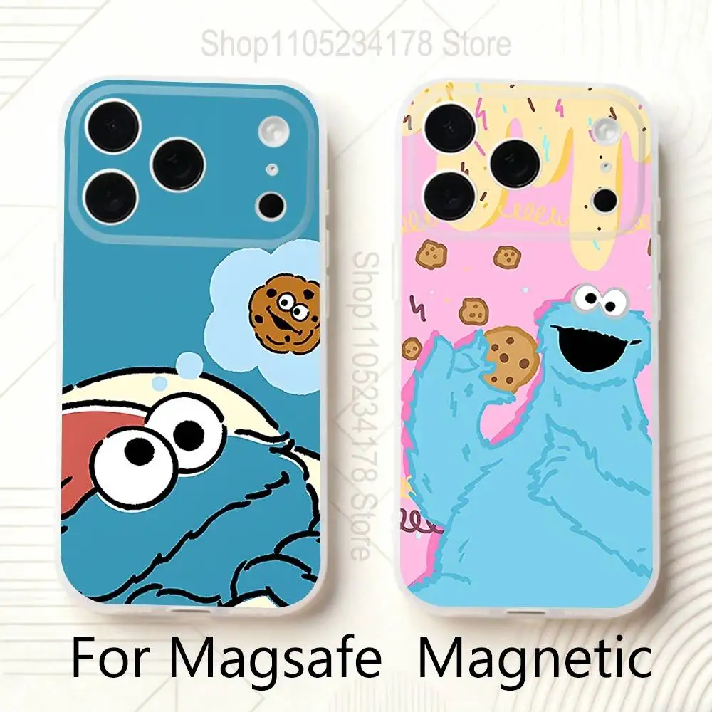 

C-Cookie-Funny M-Monster Phone Case For iPhone 17,16,15,14,13,12,11 Pro,Max,Plus,Mini,Air,E Magnetic Magsafe Frosted Clear