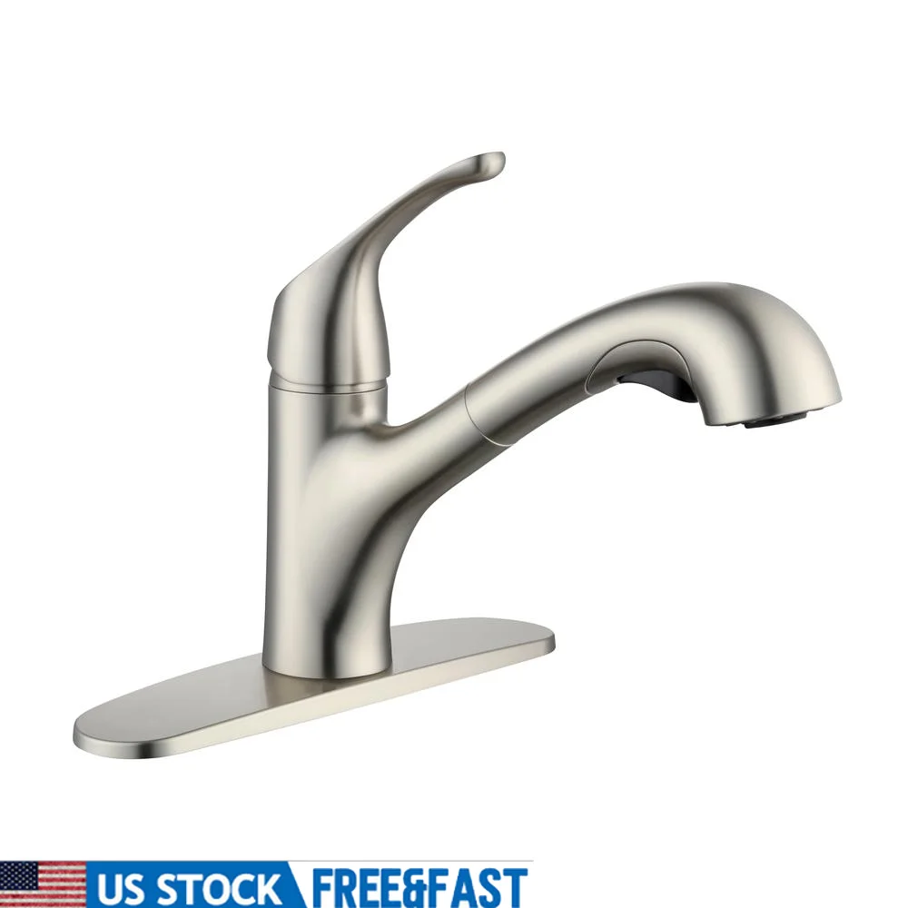 Pull Out Kitchen Faucet in Satin Nickel