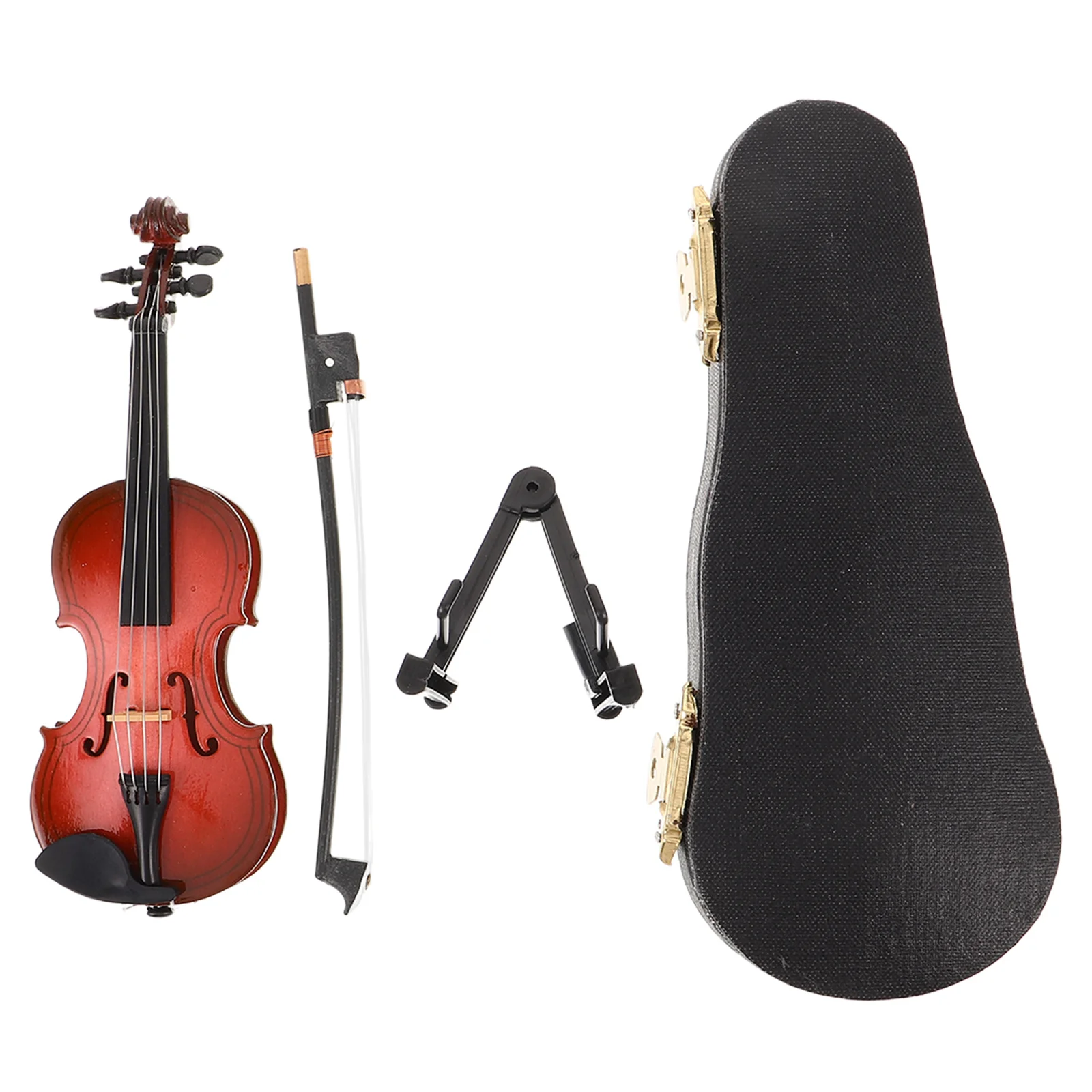 

Realistic Tiny Violin 12cm Mini Wooden Musical Instrument Ornament Complete Set Display for Desk Shelf Room Decoration
