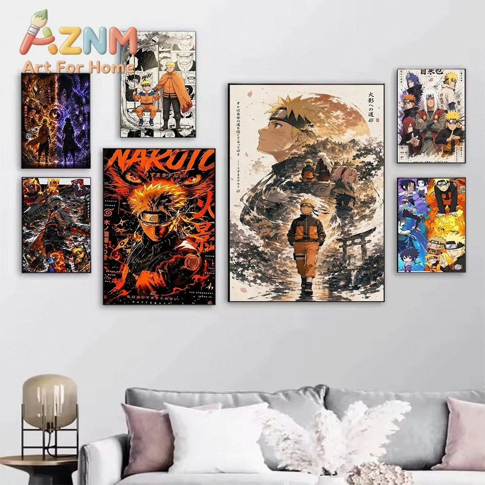 Anime Naruto Canvas Wall Art Young Naruto Profile Portrait Poster Unframed Canvas Painting Bedroom Living Room Home Wall Decor