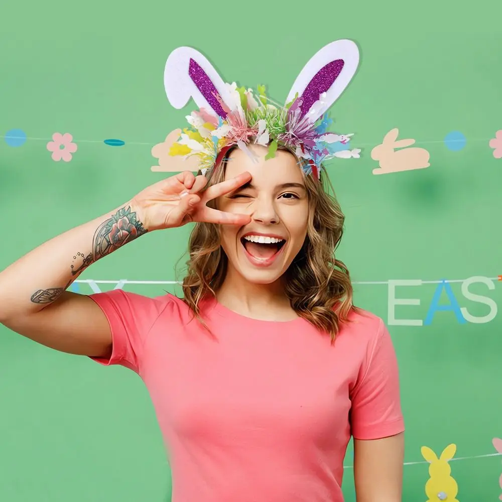 

Colorful Easter Rabbit Ears Headbands Sequin Non-slip Bunny Ears Hair Hoop Wear-resistant Exquisite Happy Easter Headdress