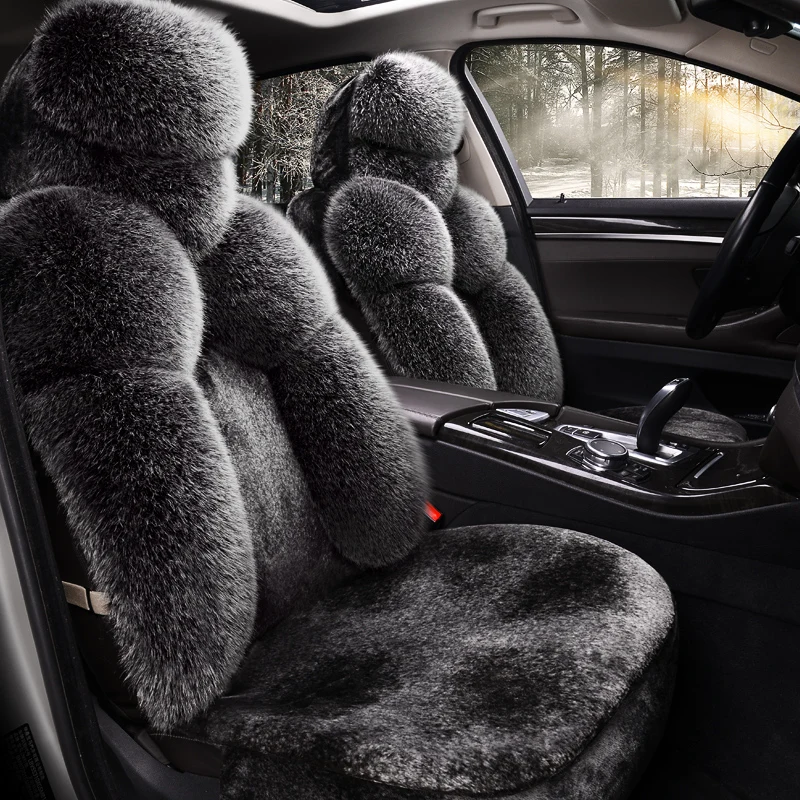 Universal Car Seat Covers for Sedan SUV Warmer Plush 5 Pieces Full Set for Front and Rear Seats Fur Cushion Car Accessories