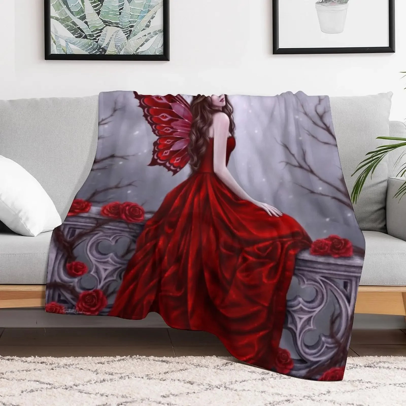 Winter Rose Butterfly Fairy Throw Blanket Heavy Blankets Sofas Of Decoration Luxury Throw Polar Blankets