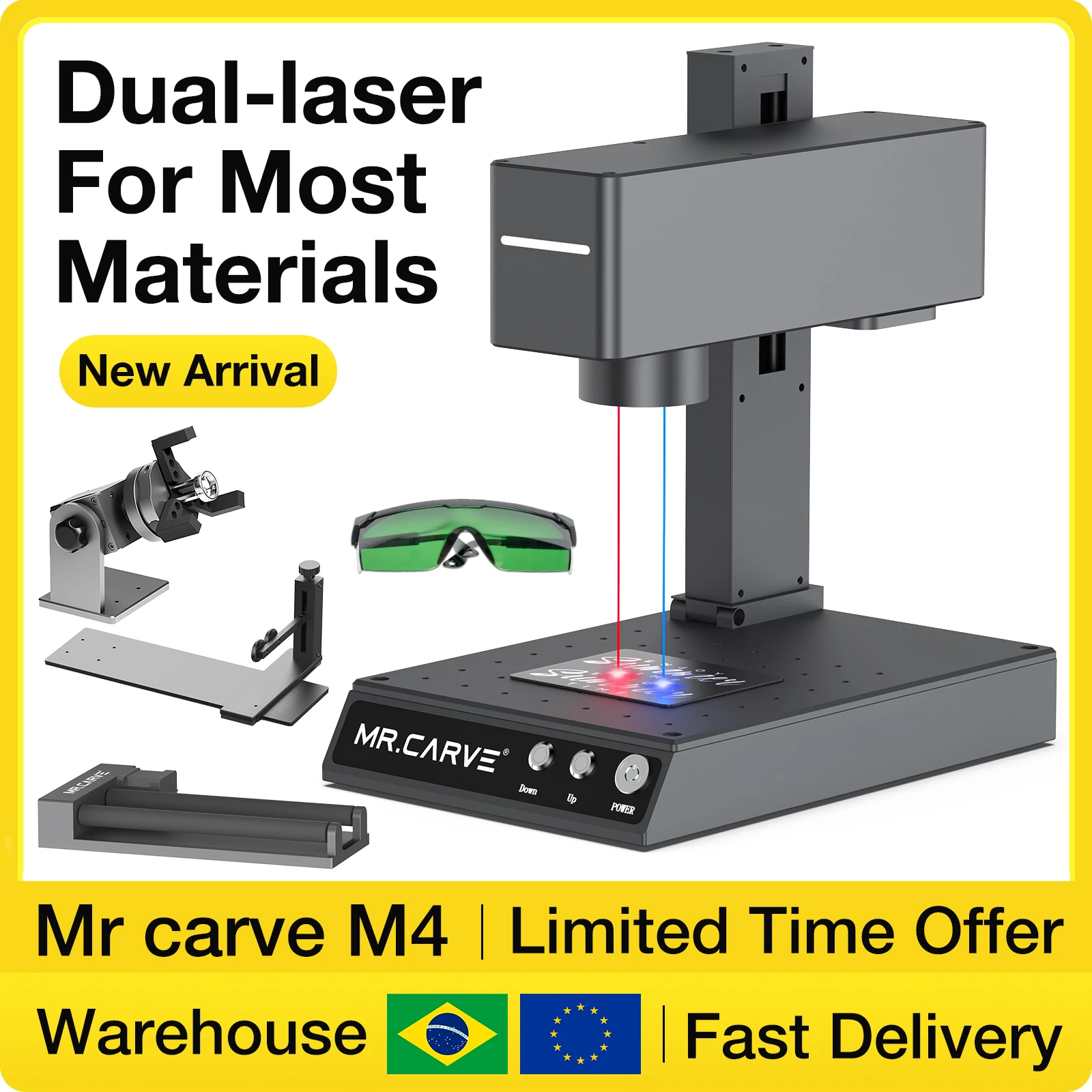 

MR.CARVE M4 PRO Laser Engraving Machine for All Material Dual Light Laser Engraver Portable for Metal Wood Plastic Carving