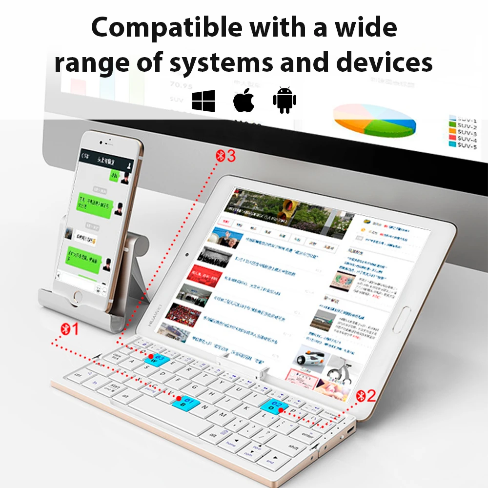 Wireless Folding Keyboard Suitable For Mobile Phones Tablets Computers Bluetooth Keyboard Mini Mobile Phone Keyboard Accessories - Image 3