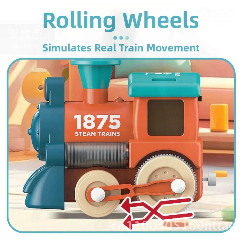 Kids' Macaron Color Train Toy Electric Engineering Rail Car Cartoon Theme with Lighting for Children's Hand-eye Coordination