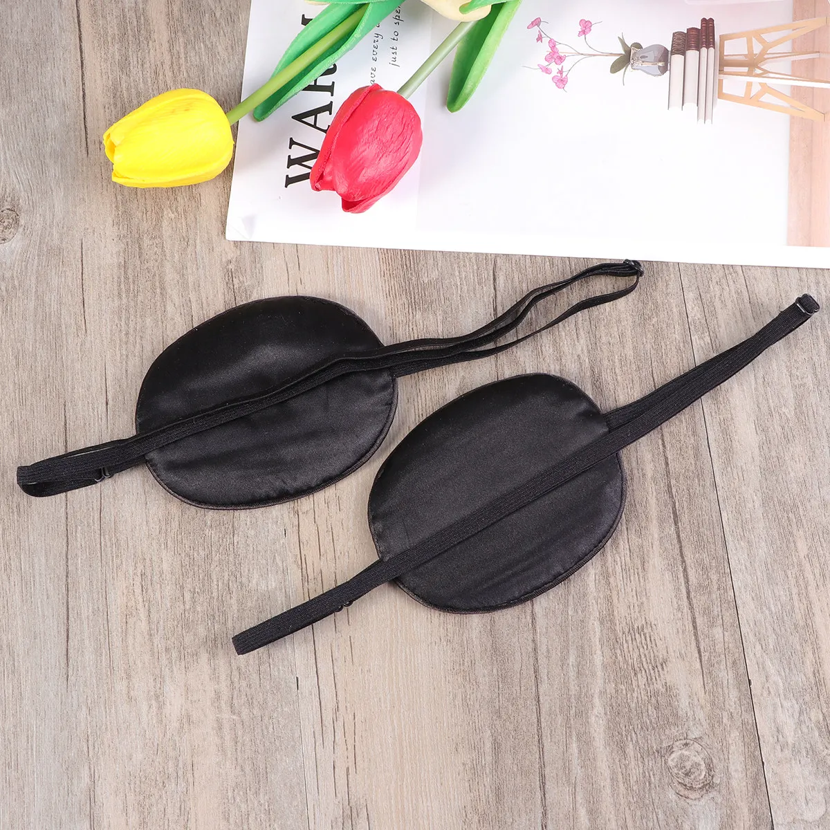 

2pcs Single Patch Silk Fabric Soft Light Blocking Adult Eye Cover For Amblyopia Strabismus Lazy Eye Training Adjustable Pirate