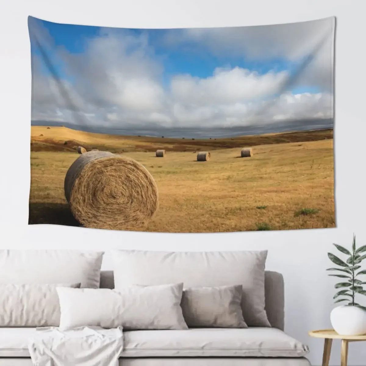

A Day on the Prairie - Hay Bales on the South Dakota Plains Tapestry Aesthetic Room Decoration Carpet On The Wall Tapestry