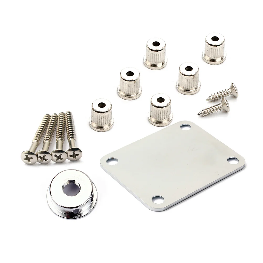 

1 set 1 Set Neck Mounting Plate Replacement Durable Metal Back Board For Electric Bass Repair String Ferrules Kit Guitar Parts