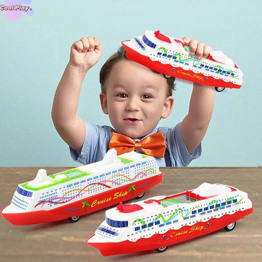 Novelty Gliding Sliding Steamship Simulation Model Toy Cruise Boat Model Mini Collection Pull Back Ship Children Game