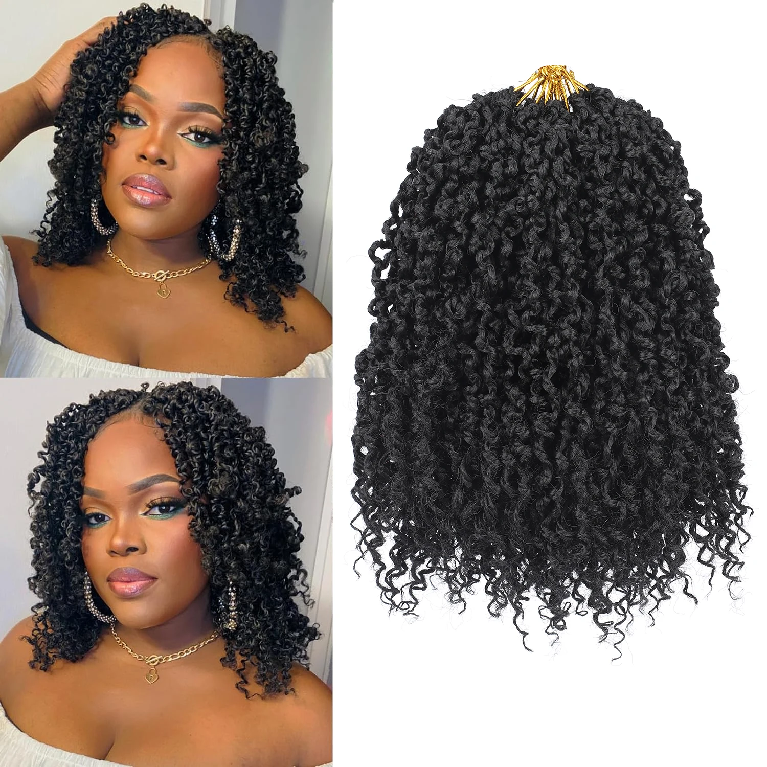 10 Inch Yanky Twist Crochet Hair Pre-Twisted Curly Braiding Hair Extensions Pre-looped Senegalese Twist Braids