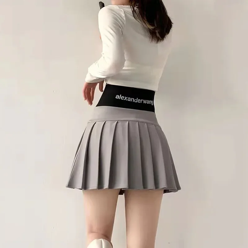 

Корейские женские шорты с высокой талией, новая модель, однотонная эластичная юбка-трапеция на пуговицах, модная универсальная короткая юбка