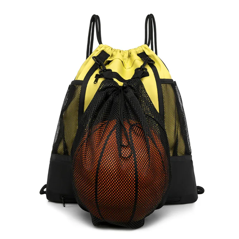 

Drawstring Waterproof Basketball Backpack Gym Bag for Boys Girls Sports Sack with Detachable Front Mesh Pocket Backpack XA33CC