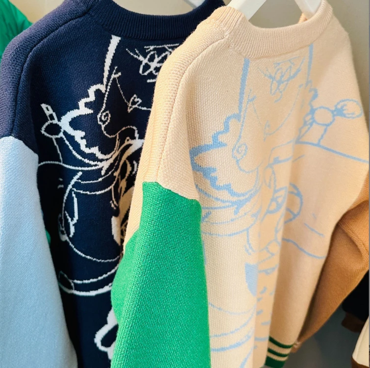 

Doodle Knitwear for Boys And Girls Spring 2025 Long Sve Baseball Collar Youthful Vitali Sle Regular Sve Knitted Swe...