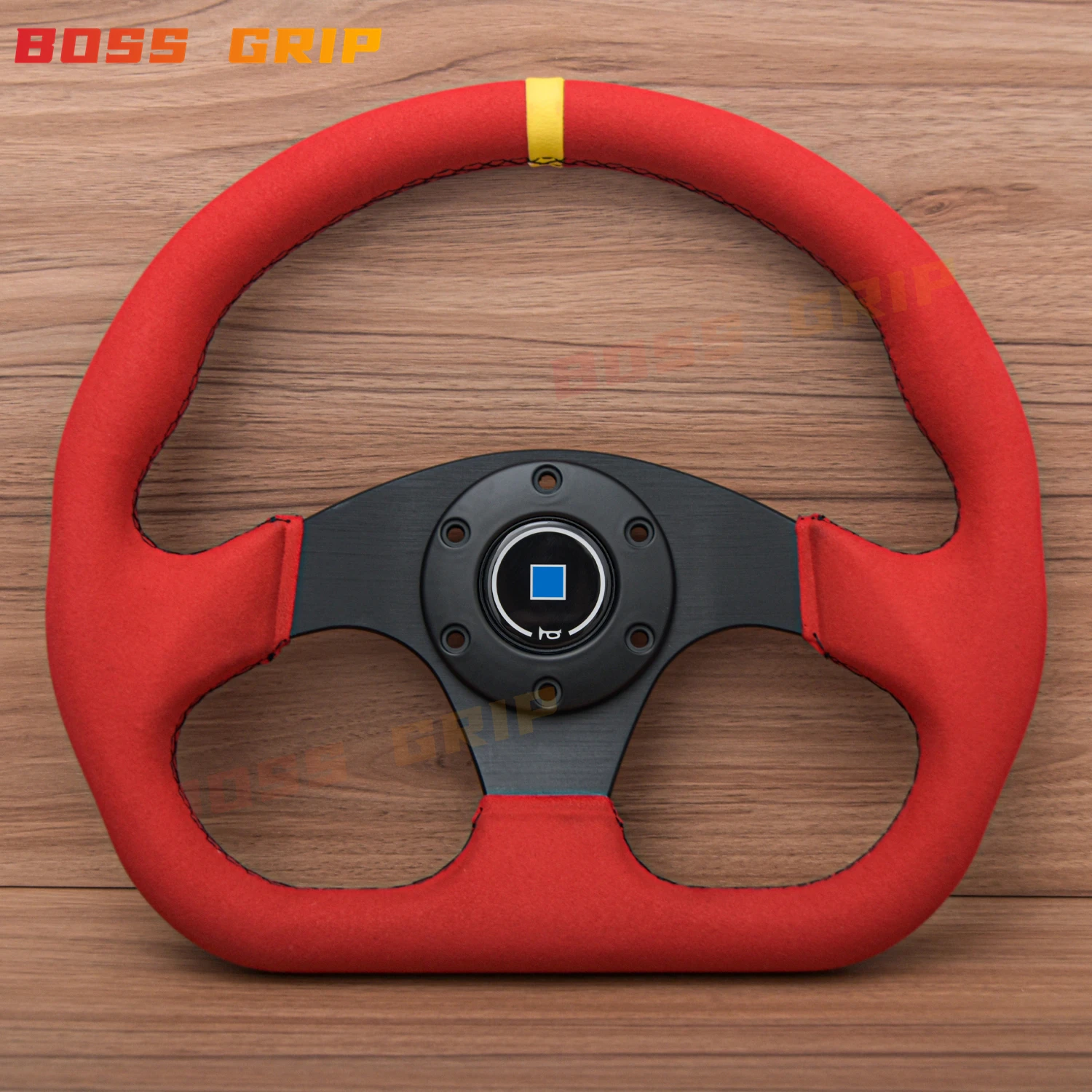 13Inch JDM D Shape Racing Nardi Steering Wheel Car Suede Leather Simulator Game Sport Steering Wheel For VW HONDA TOYOTA BMW