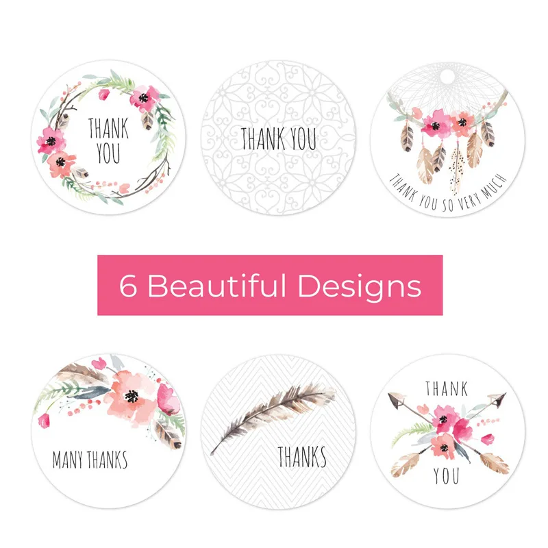 50-500pcs Thank You Sticker 6 Design Floral Packaging Label Christmas Gift Decoration Sticker Scrapbook Stationery Sticker