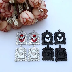 5pcs, Gothic Filigree Border Magic Book Embossed Vampire Bat DIY Handmade Necklace Earrings Bracelet Accessories 25*19