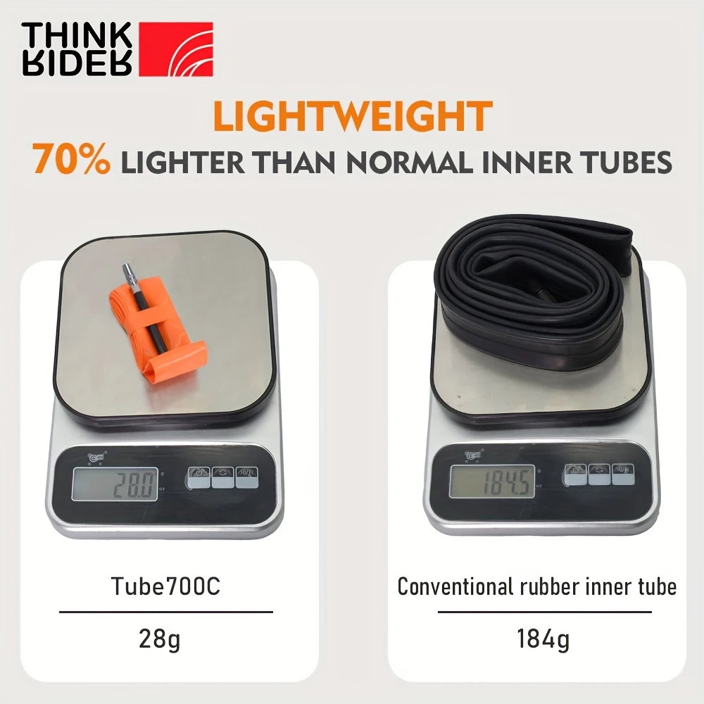 ThinkRider Ultralekka dętka rowerowa 700 x 18 25 28 32 Szosowa rower MTB Materiał TPU Opona 65 mm Długość Francuski zawór Super lekki — zdjęcie 7