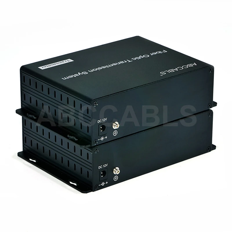 ABCCABLS 4 Channel Balanced XLR Audio Fiber Optic Extender LC Single Mode Fiber Audio Transceiver Kit