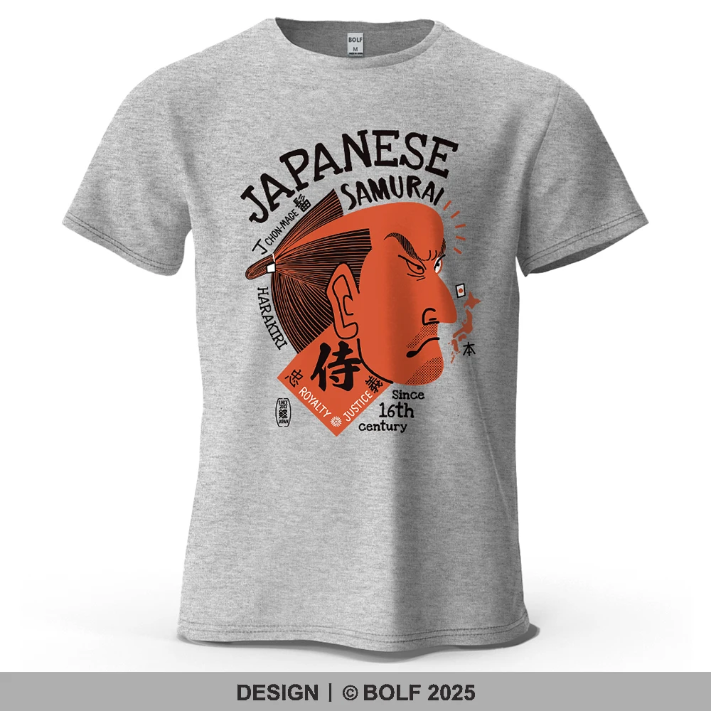 Traditionelles bedrucktes Herren-T-Shirt aus japanischer Samurai, 100 % Baumwolle, übergroße historische Grafik-T-Shirts für Damen, Tops, T-Shirts, Streetwear