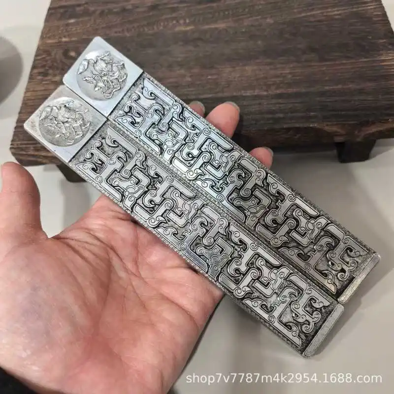 Brass craft item, silver-plated ruler, home and office decorative ornament