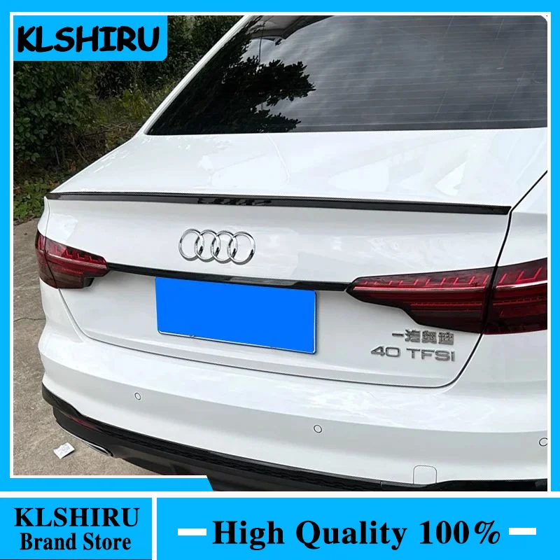 For Audi A4 B9 S4 S-line 2017-2020 S Style BLACK / Carbon Fiber Look Rear Spoiler Trunk Wing